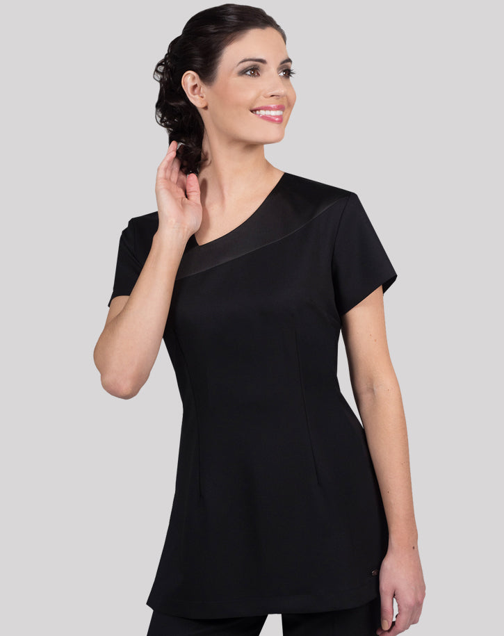 CR936 - Tunic with satin neck panel in Luxury Crepe