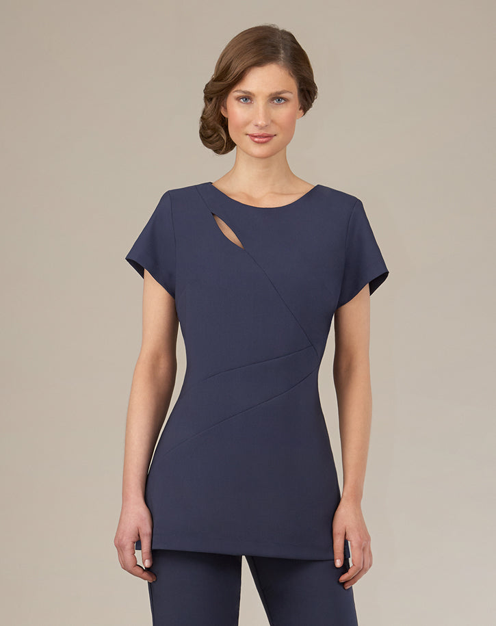 PS940 - Panelled tunic with slash neck detail in Pro Stretch