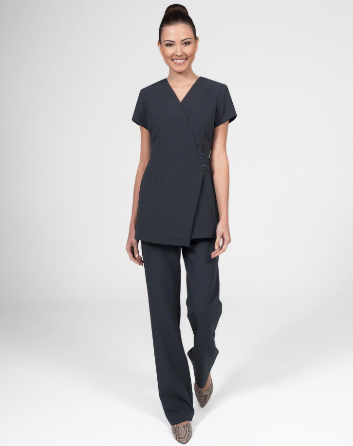 CR414 - Wrap tunic with 3 button detail in Luxury Crepe – Inline London