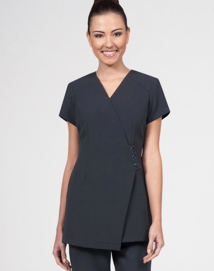 CR414 - Wrap tunic with 3 button detail in Luxury Crepe