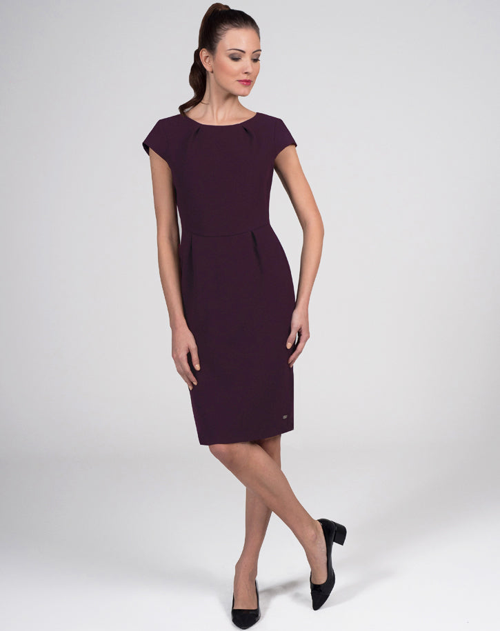 CR266 - Dress with pleat detail in Luxury Crepe