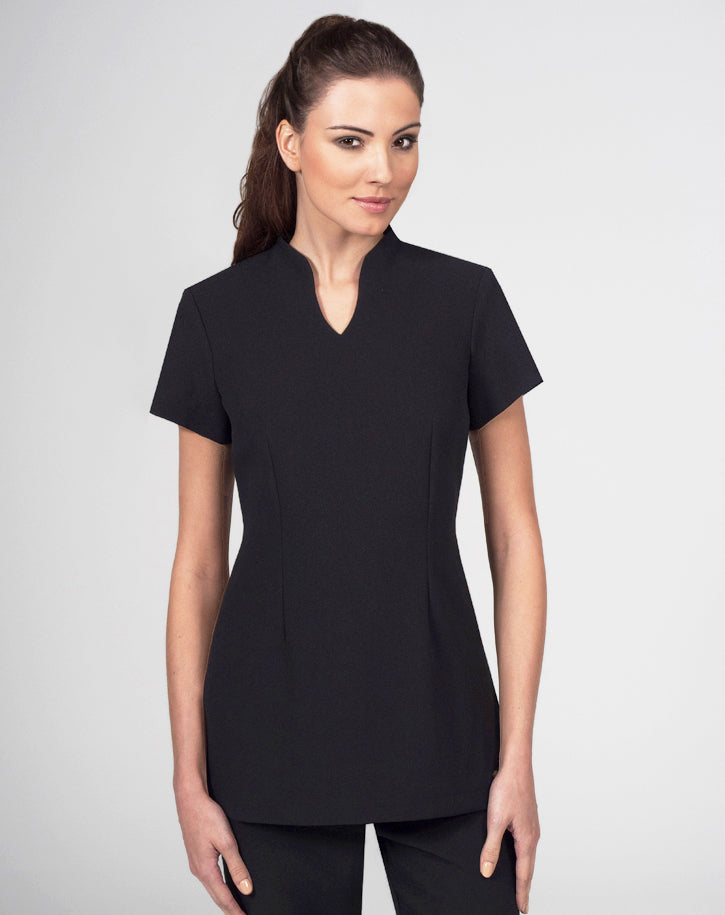 CR700 - Tunic with oriental scoop neck in Luxury Crepe