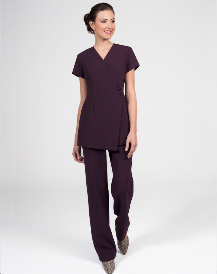 CR414 - Wrap tunic with 3 button detail in Luxury Crepe