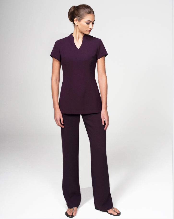 CR700 - Tunic with oriental scoop neck in Luxury Crepe