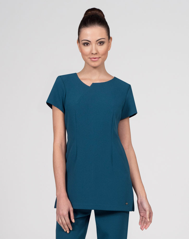 CR400 - Tunic With Step Detail at Neck in Luxury Crepe