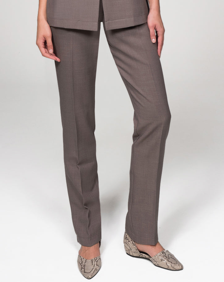 TN473 - Linen-look Cigarette Trouser with back elastic in Performance Linen Look