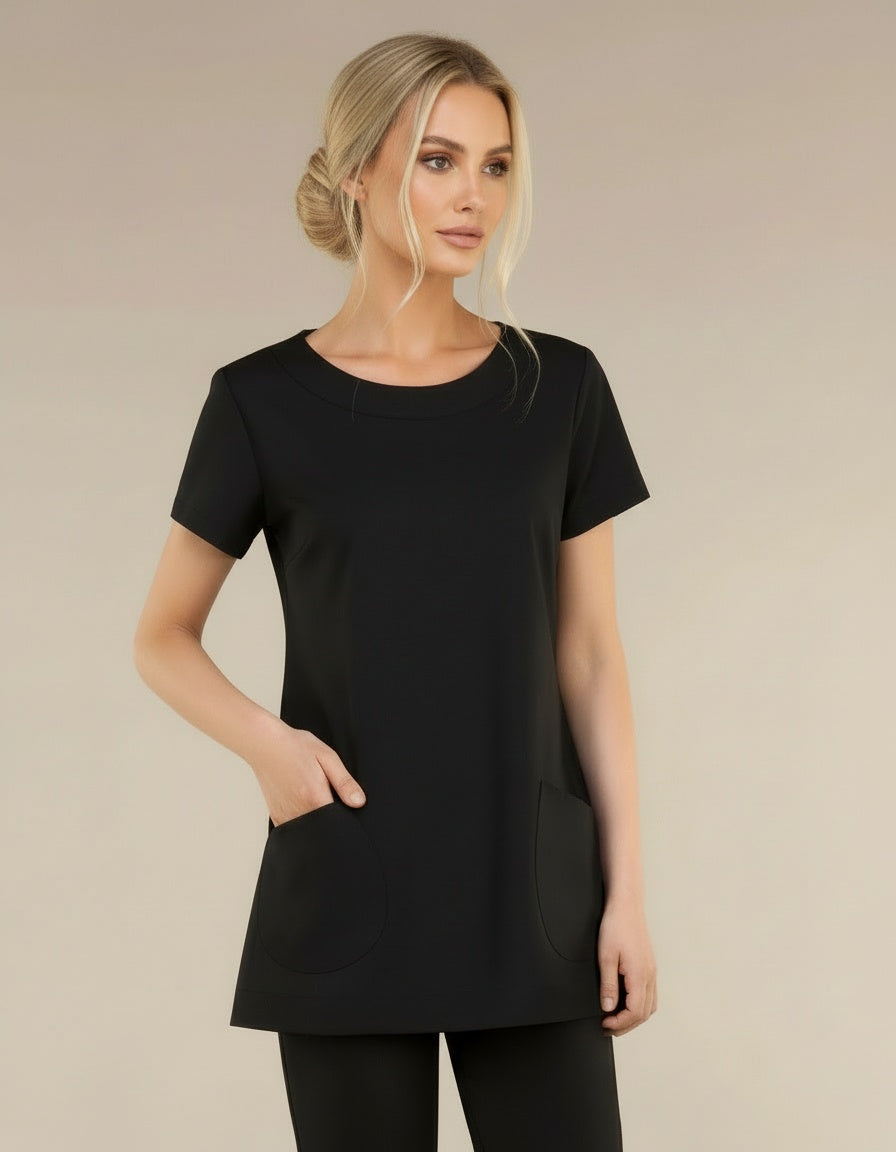 CR739 - A Line tunic with funky pocket detail in Luxury Crepe