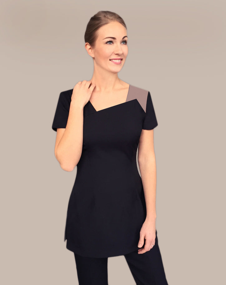 PS288 - Angle Neck Tunic with colour trim in Pro Stretch